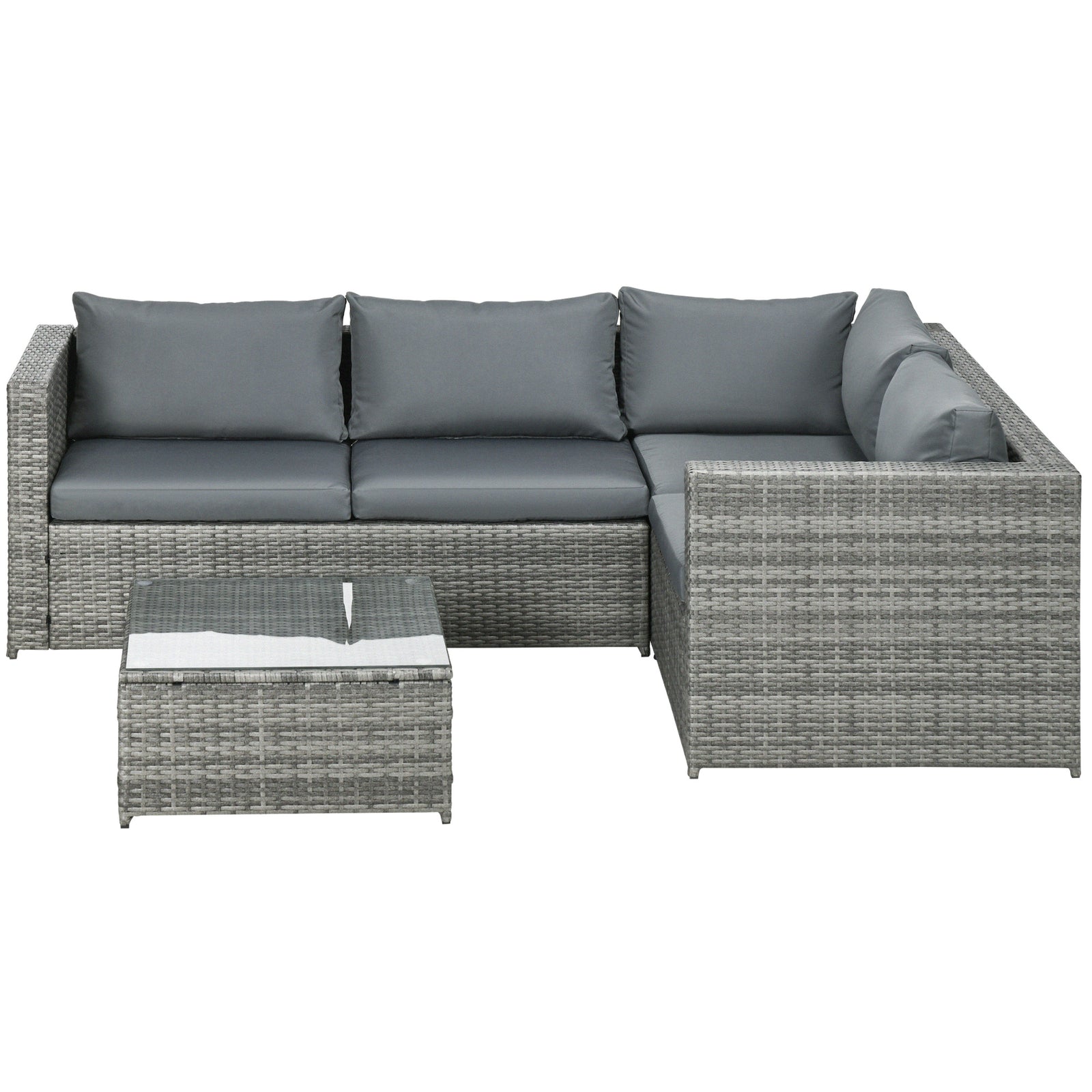 3pcs Rattan Dining Sofa Set Table Garden Furniture Outdoor | Gray