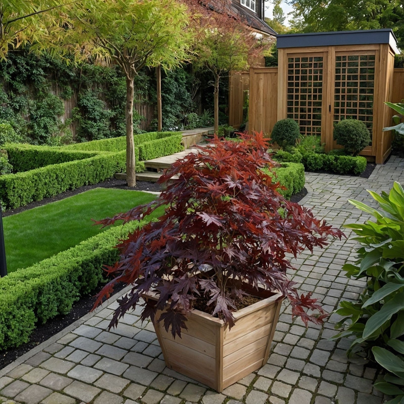 Japanese Maple - Acer Palmatum 'Black Lace' - Height 60-70cm - ⌀19cm | Set-of-2 | Green