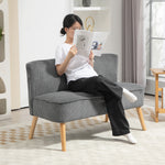 Corduroy Double Sofa W/ Wood Frame Foam Padding High Back, Grey