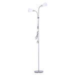 Modern Floor Lamp With Adjustable Double Heads, Metal Stand & In-line Switch | Silver Grey