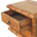 Bamboo Bedside In Amber Oak Finish, 2 Drawers, Brown