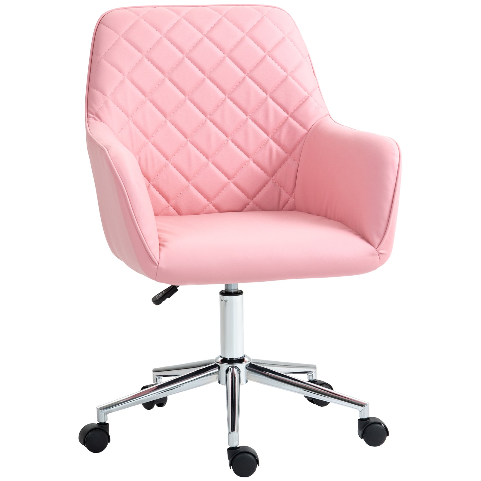 Swivel Argyle Office Chair Leather-feel | Pink
