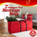 7ft Red Xmas Tree Storage Bag With Accessory Pocket Durable