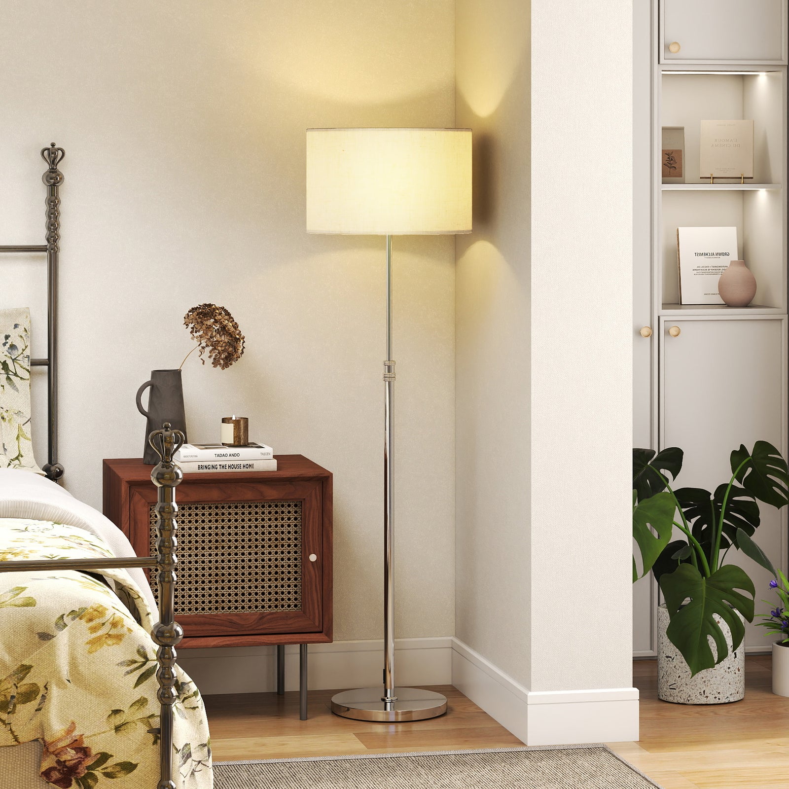 Modern Dimmable Standing Lamp With Adjustable Colour Temperatures | Silver