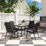 5-piece Outdoor Set, Square Table & 4 Armchairs, Black