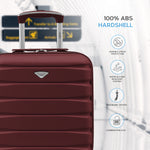 45x36x20cm Lightweight Underseat Cabin Carry On Suitcase - 100+ Airline Approved - Hard Shell Luggage - 4 Wheels | 45 x 36 x 20cm | Burgundy