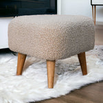 Solid Mango Wood Mud Boucle Triangle Footstool