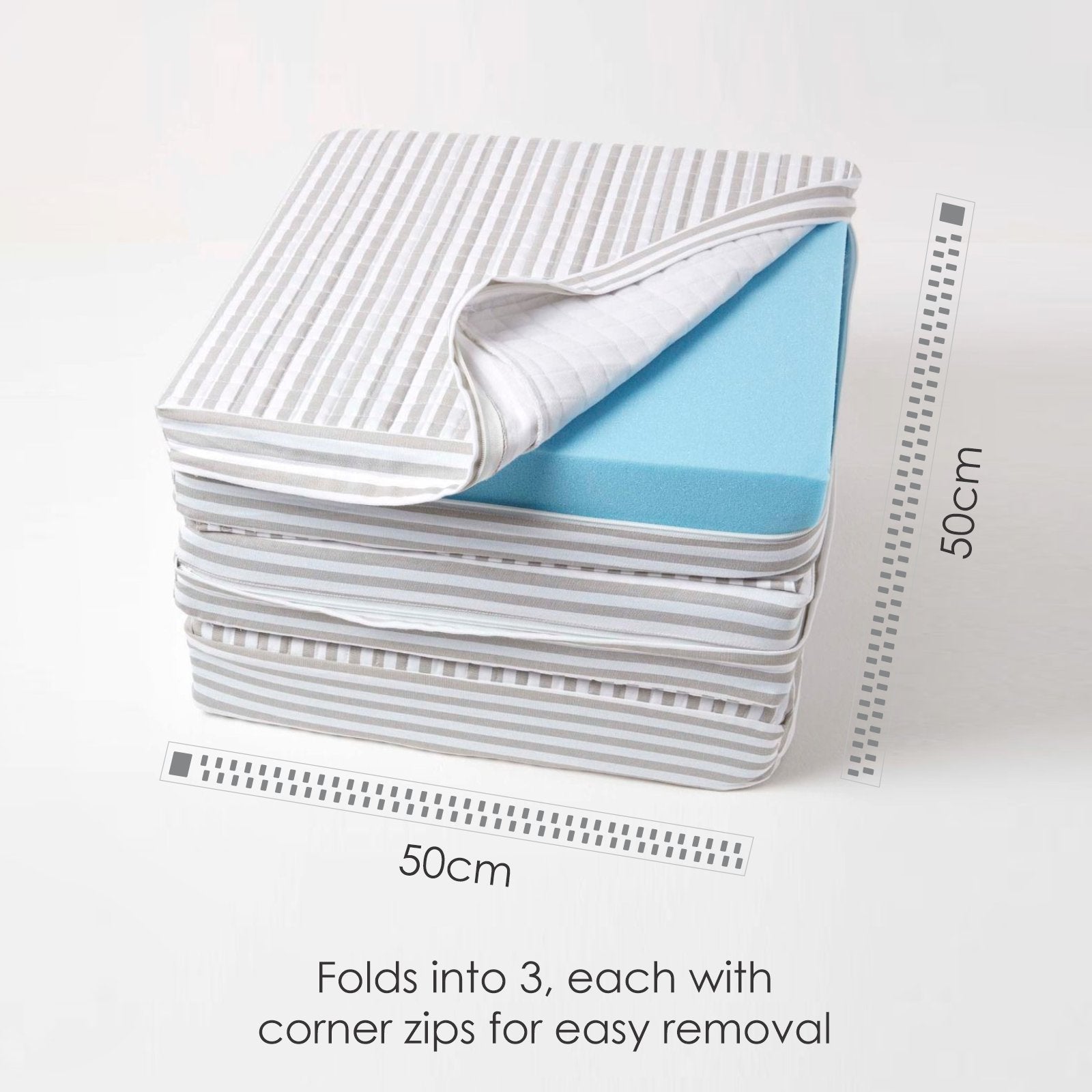Cotton Orthopaedic Foam 3 Seater Booster Cushion | 50cm x 150cm | Grey & White