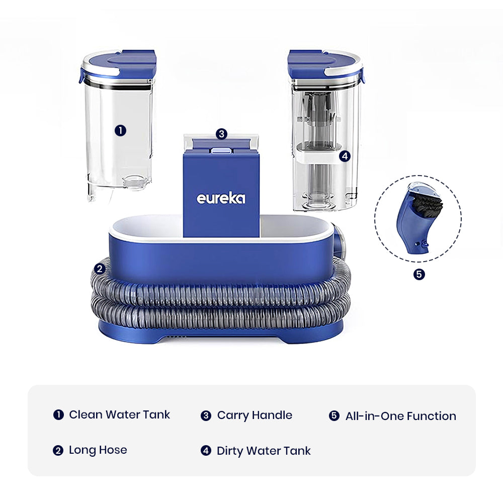 Portable Carpet & Upholstery Cleaner Machine With Dual Tanks (50.7oz Clean / 27oz Dirty), Powerful Spray & Suction