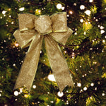 10pcs Christmas Bows Ribbon Bowknot Christmas Tree Ornaments | Gold