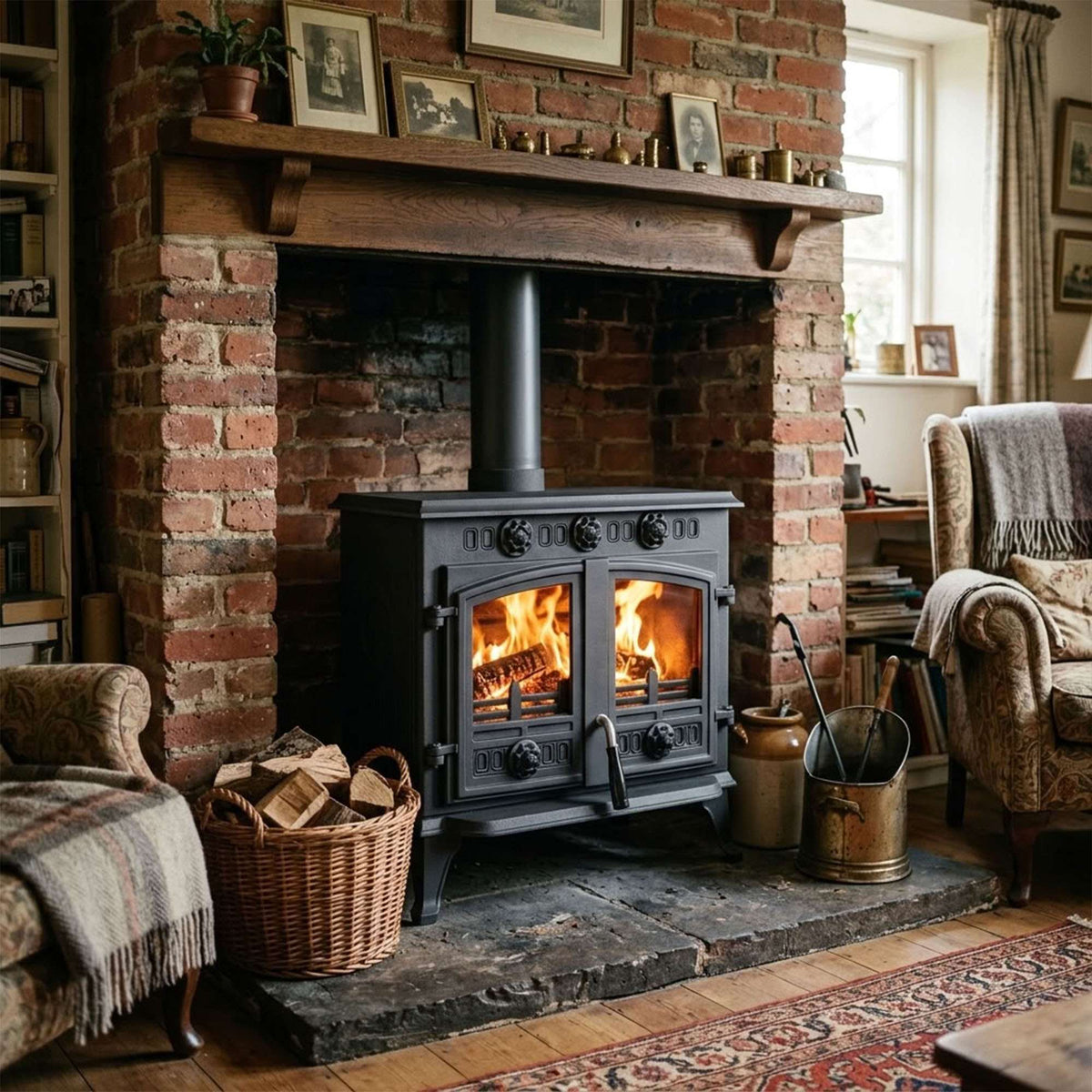 10kw Cast Iron Wood Burning Stove Multi-fuel Fireplace Ja006 Defra Approved