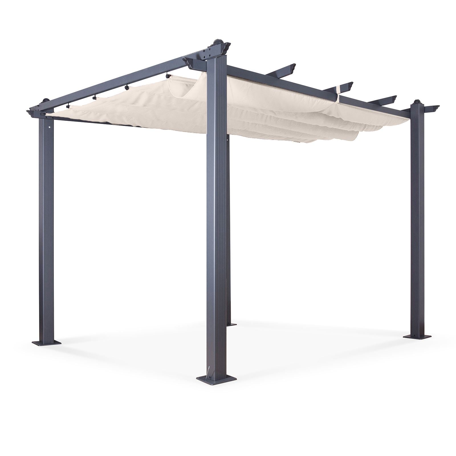 Acorn Aluminium 3m Square Pergola Gazebo | 3m x 3m | Creamy White