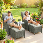 Garden Furniture Set, Rattan Reclining Garden Chair Set | Cream
