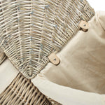 White Cotton Lined Antique Wash Wicker Corner Laundry Basket | Set-of-2 | White