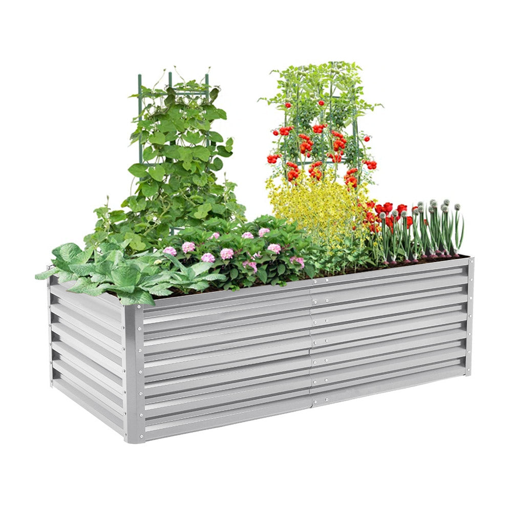 Outdoor Modular Metal Raised Garden Bed | One Size | Silver