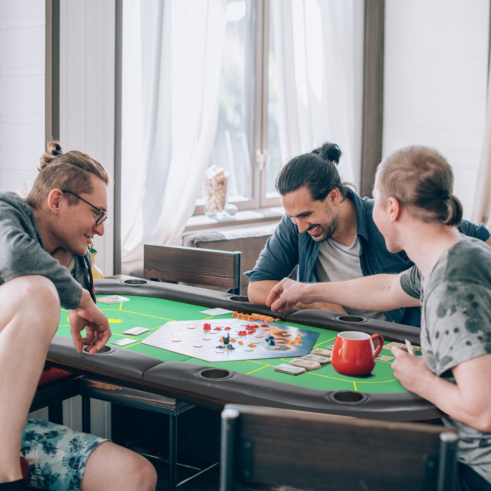 Foldable 10-player Poker Table Top With Cup Holders, Bag