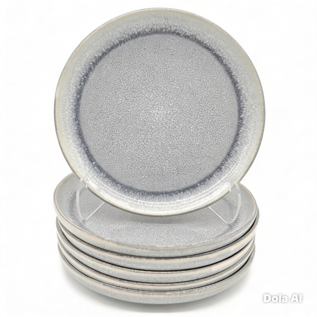 Reactive Ash Blue Glaze Dinnerware Dessert Plate Set 19.8cm | Set of 6 | Blue