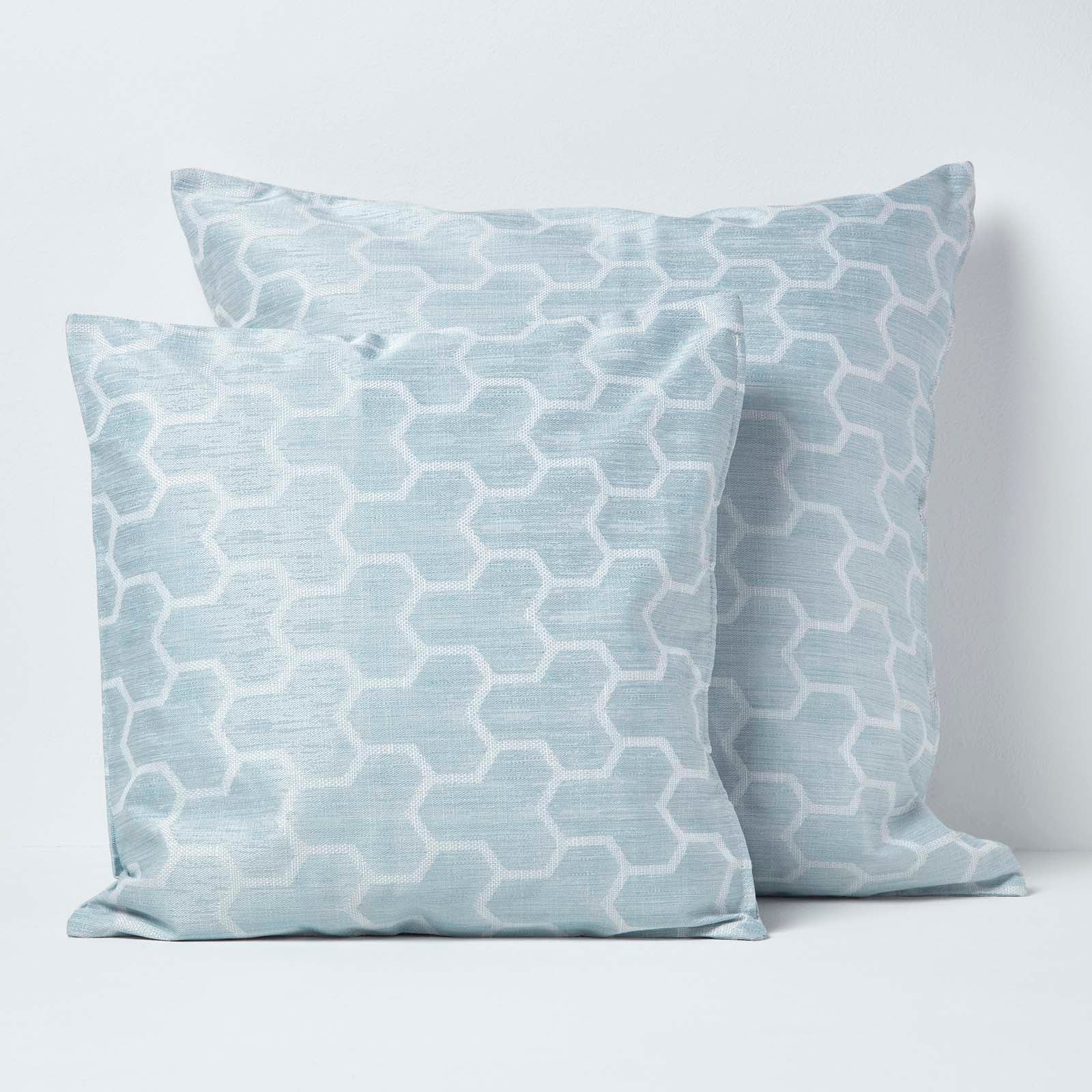Geometric Jacquard Cushion Cover | 60cm x 60cm | Blue