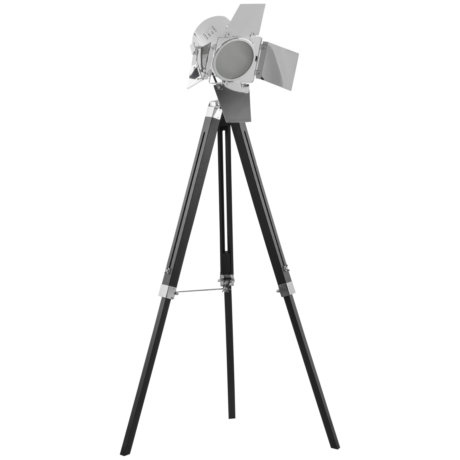 HOMCOM Vintage Tripod Floor Lamp Wood Cinema Searchlight Adjustable