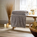 Tadcaster Supersoft Warm Chevron Designn Throw – 140x180cm Blanket | 140cm x 180cm | Taupe
