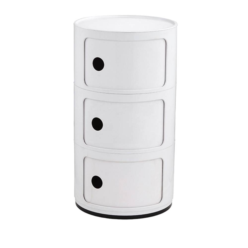 Cylindrical Multi-tiered Plastic Storage Drawer Unit | White