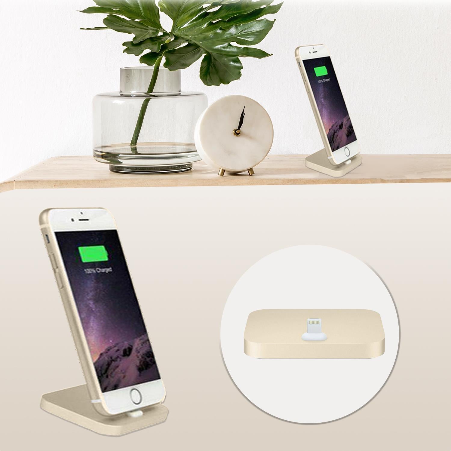 Aluminium Phone Dock Compatible With Eight-pin Devices | Gold