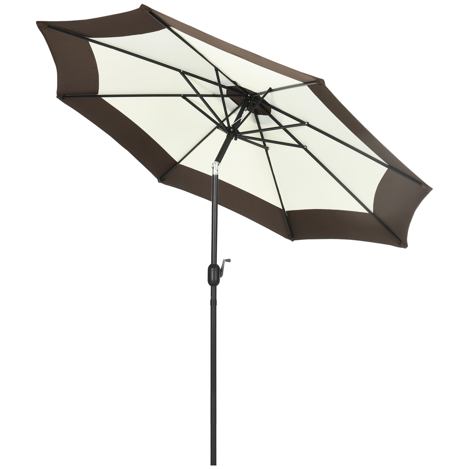 2.7m Patio Parasol W/ Tilt And Crank - 8 Metal Ribs