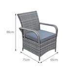 Windsor Rattan 4 Seat Firepit Dining Set | 4 Seat | Mixed Grey