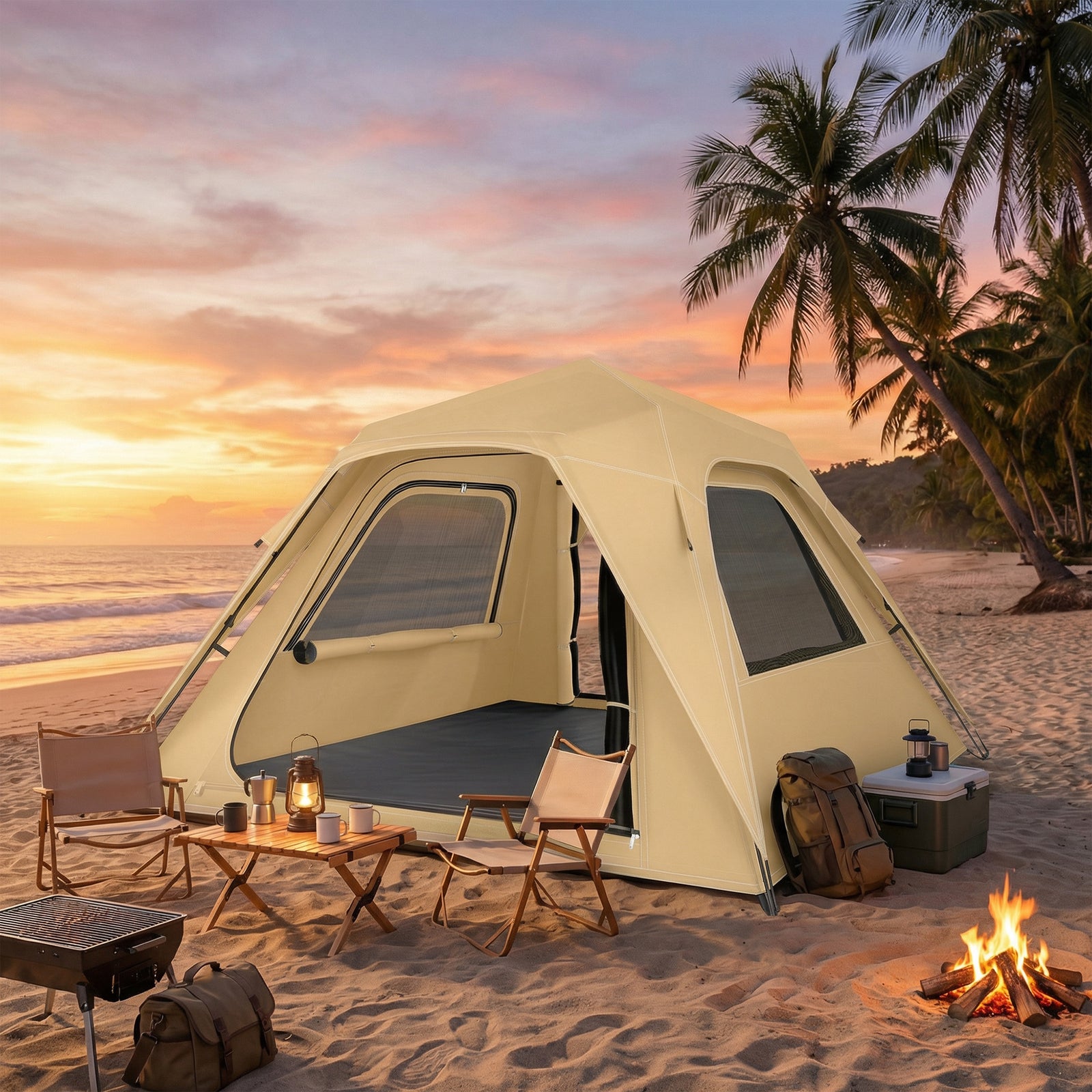 Pop Up Tent Waterproof Camping Tents 2-3 People | Khaki