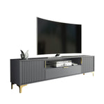 Tide Crest Gold Tv Unit 200cm - Fluted Design | Dark Grey