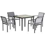5 Piece Garden Furniture Set With 4 Stackable Armchairs