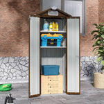 Metal Garden Storage Cabinet 2.76×1.87 Ft Outdoor Shed With 2 Shelves & 2 Vents, Lockable Double Doors