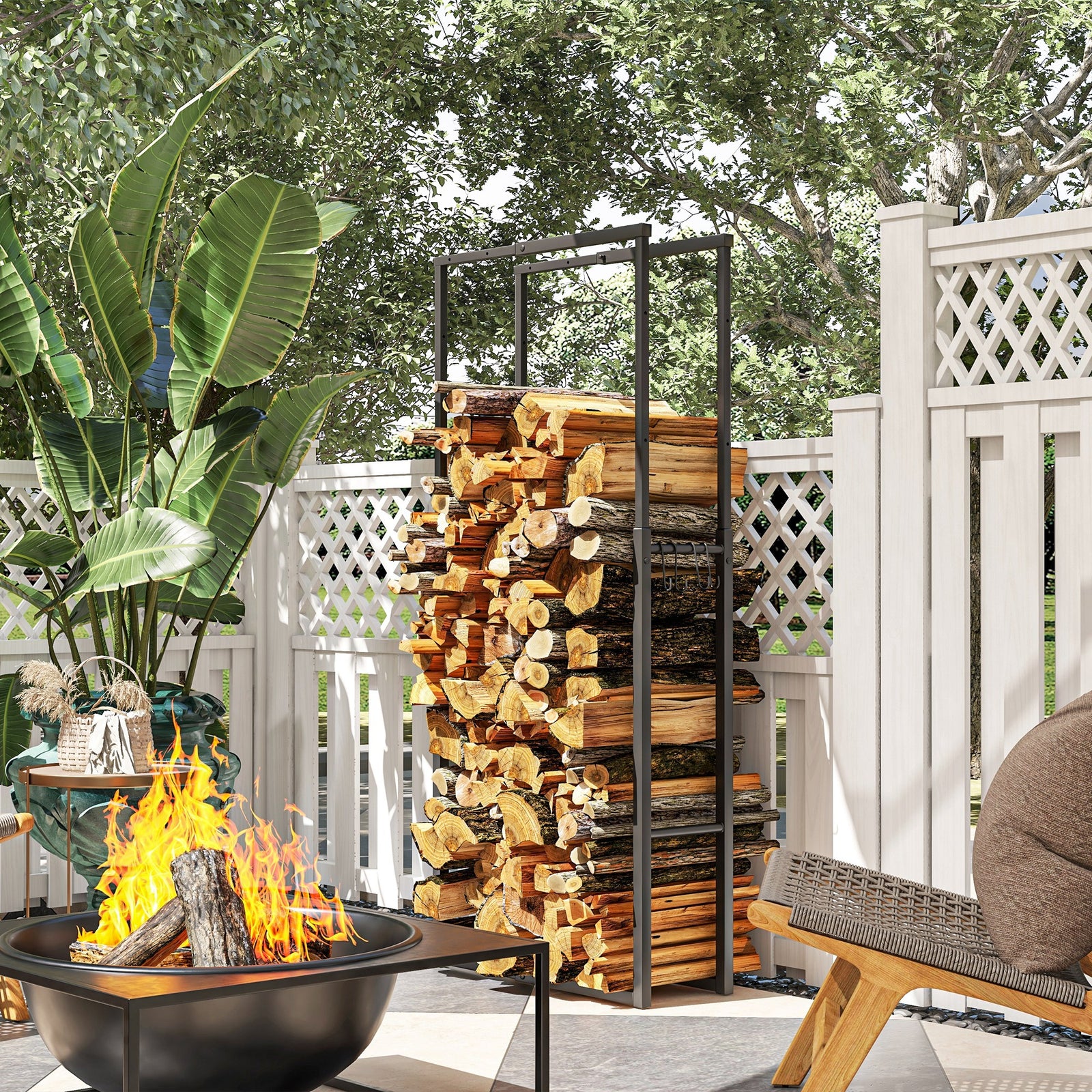 100-150cm Retractable Fireplace Log Rack, Metal