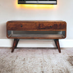 Solid Wood Reverse Curved Chestnut Media Unit