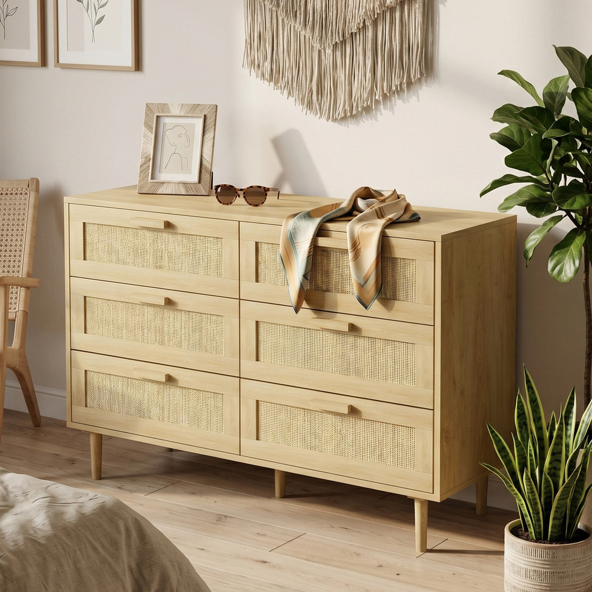 HOMCOM Chest Of Drawers, 6-drawer Dresser For Bedroom, Living Room, Oak