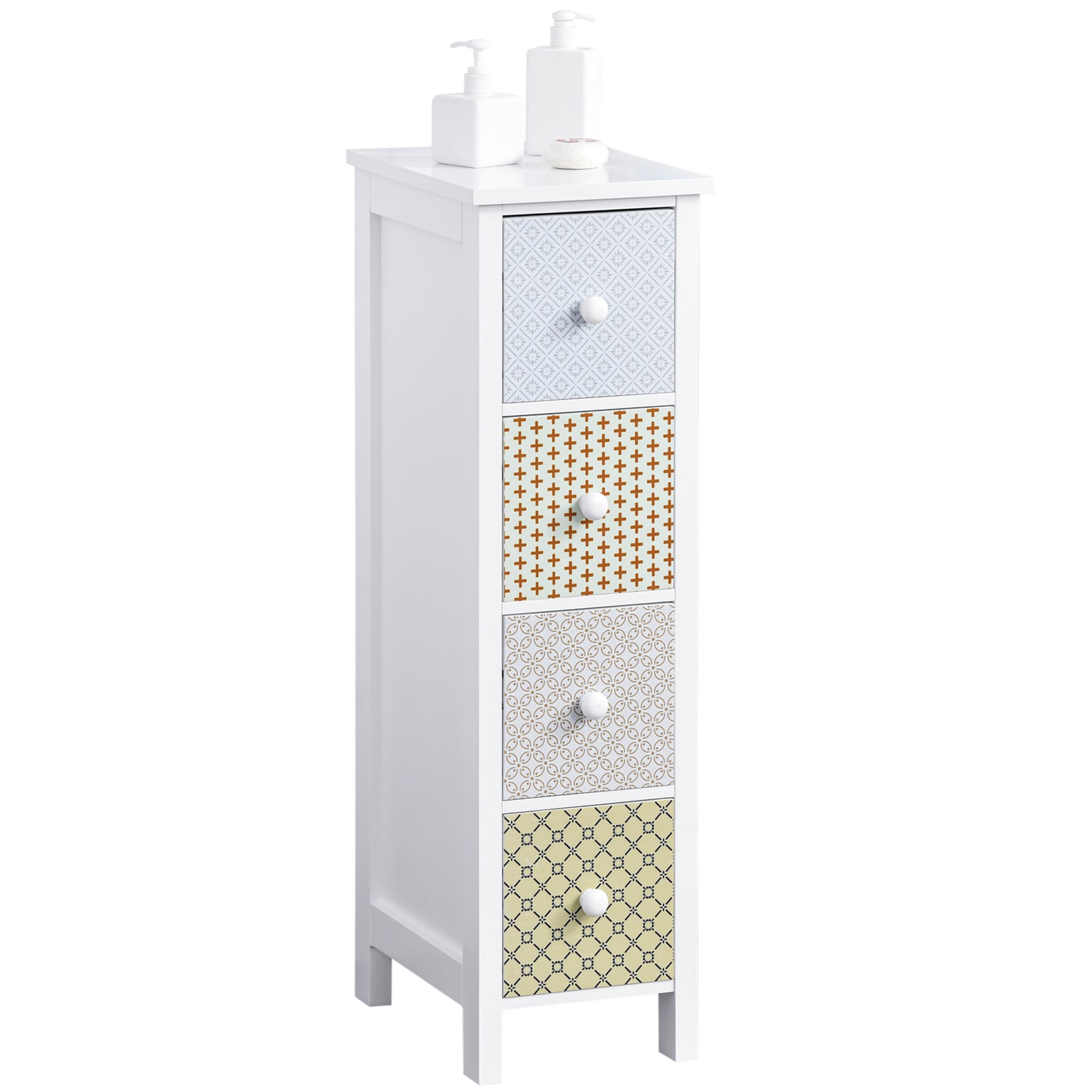 Drawer Cabinet, 4 Drawer Storage Organizer Unit Bathroom