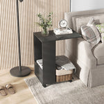 Mobile Sofa Side Table For Laptop Coffee W/ Storage | Black