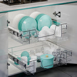 2 Pcs Metal Sliding Kitchen Cabinet Pull Out Wire Basket Organizer