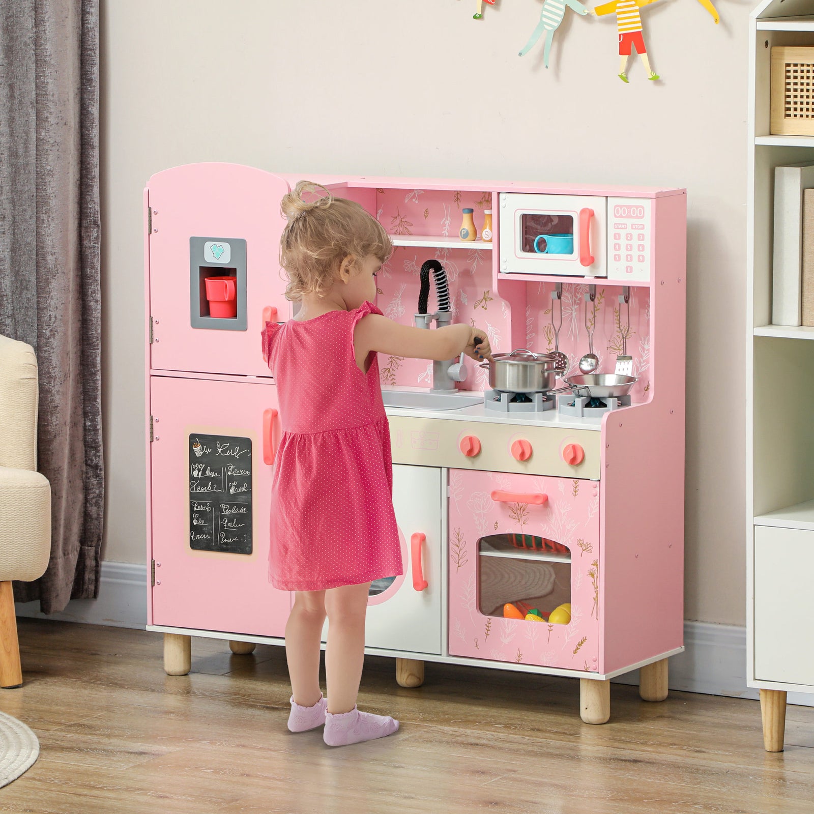 Aiyaplay Play Kitchen Kids Kitchen Set With Lights And Sounds - Pink