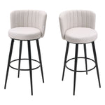 2 Pcs Premium Linen Upholstered Bar Stool | Beige