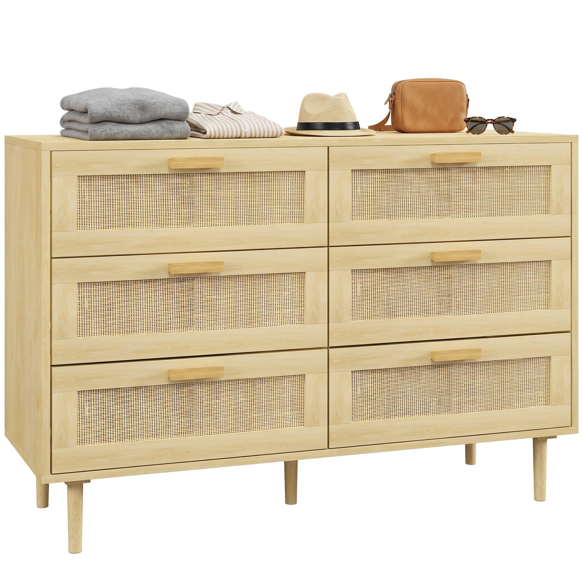 HOMCOM Chest Of Drawers, 6-drawer Dresser For Bedroom, Living Room, Oak