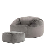 Aurora Velvet Bean Bag & Pouffe Chair & Pouffe Set | Charcoal