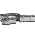 HOMCOM 3 Pieces Tool Case Set, 23" 19" 16" Stainless Steel Tool Boxes