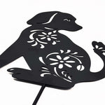 Metal Dog Silhouette Garden Ornament Outdoor Garden Decor