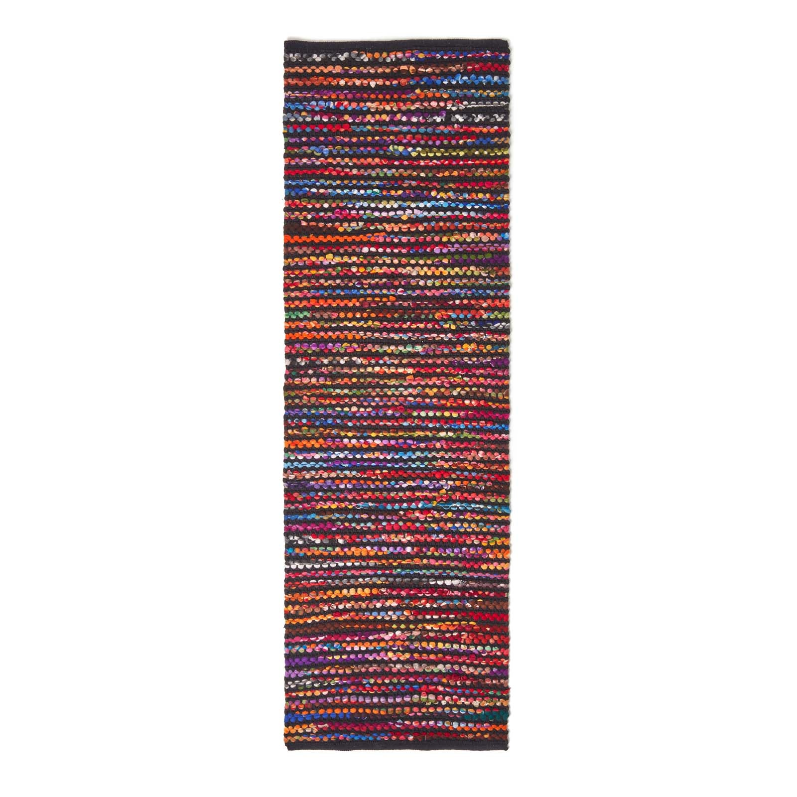 Handwoven Multi Coloured Recycled Chindi Folk Rug | 200cm | Multi Colour