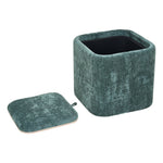 Modern Cube Storage Footstool Ottoman With Reversible Lid | Green