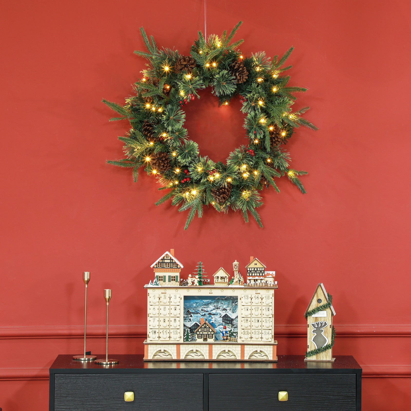 60cm Christmas Wreath With Led Lights