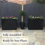Long Zinc Galvanised Tall Trough Planter | 75cm x 25cm x 90cm | Matte Black