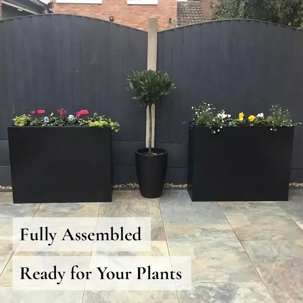Long Zinc Galvanised Tall Trough Planter | 75cm x 25cm x 90cm | Matte Black