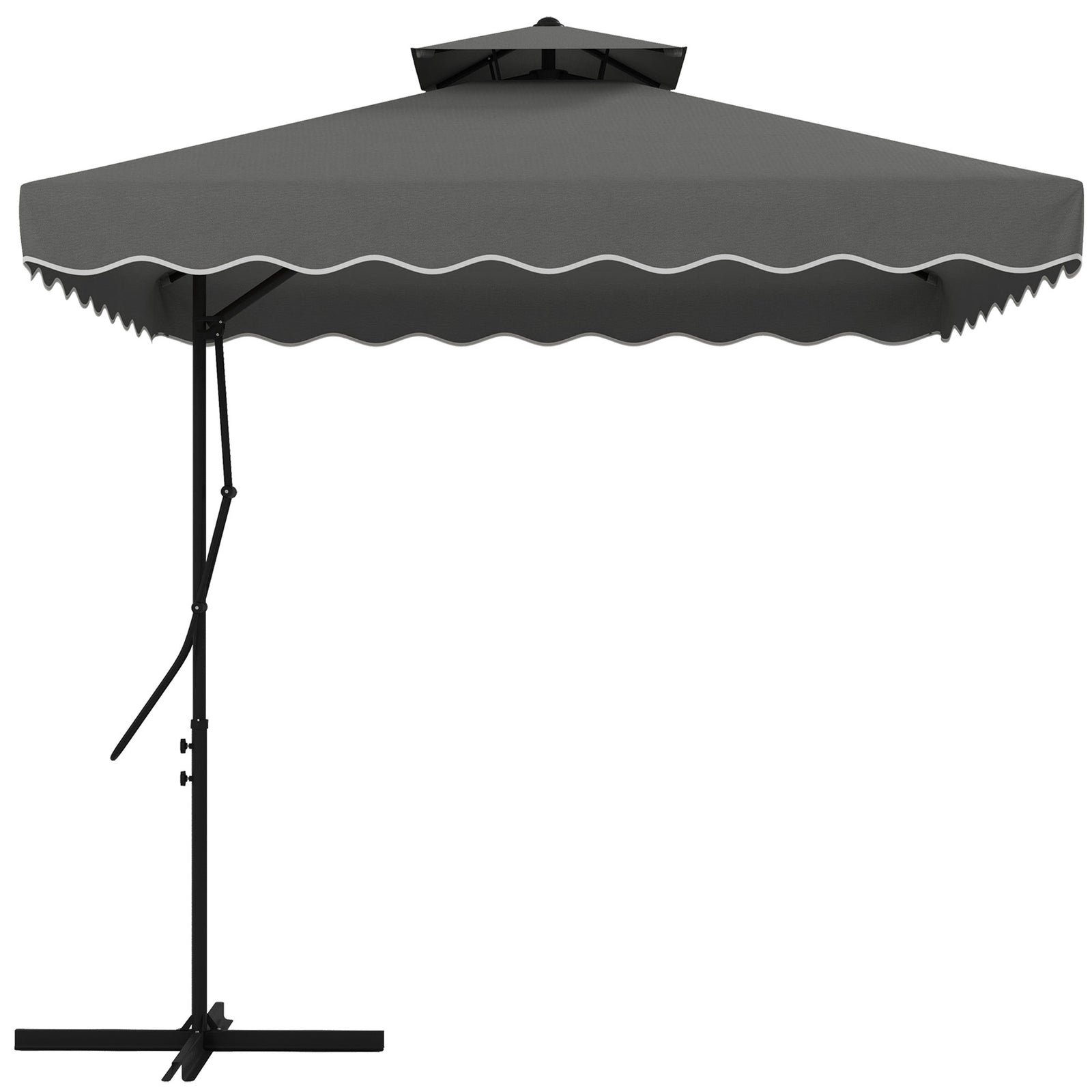 2.5m Square Cantilever Parasol W/ Ruffles | Dark Grey